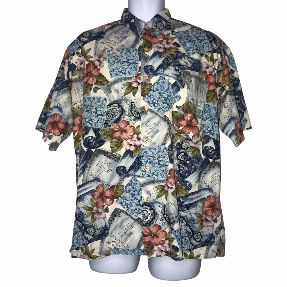 Pau Hana Hawaii Vintage Floral Hawaiian Shirt L
